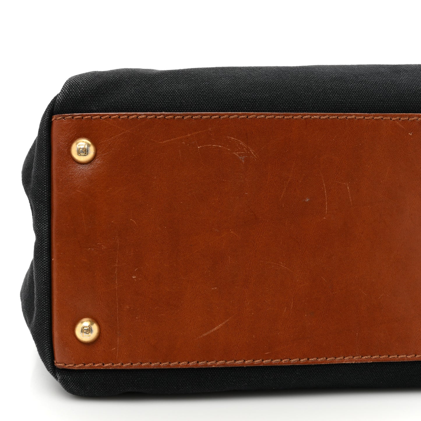 Canvas Large Peekaboo Iconic Satchel Black Cuoio