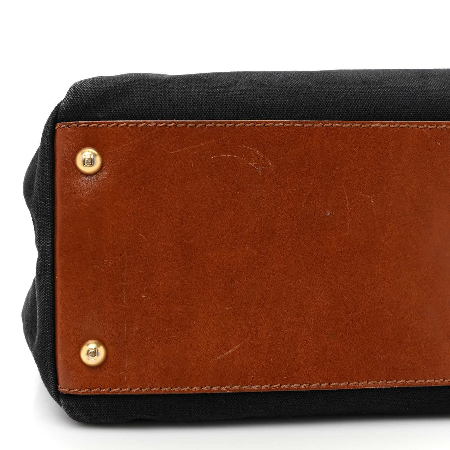 Fendi Canvas Large Peekaboo Iconic Satchel Black Cuoio 23 of 26