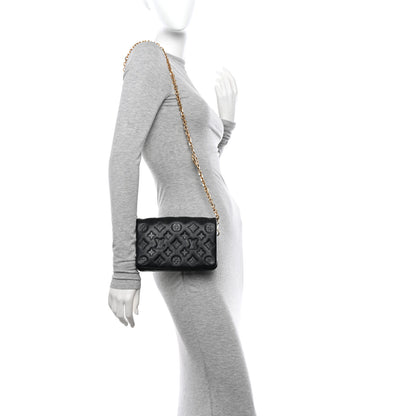 Louis Vuitton Lambskin Embossed Monogram Pochette Coussin Black 2 of 14