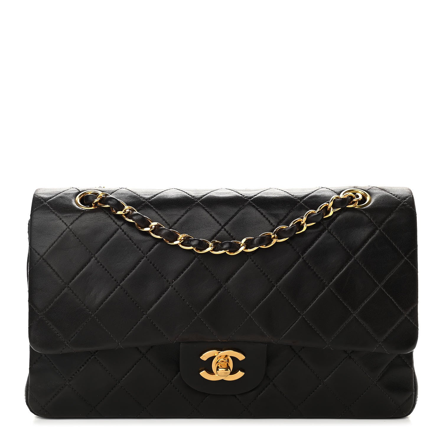 Chanel Lambskin Quilted Medium Double Flap Black 1 of 10