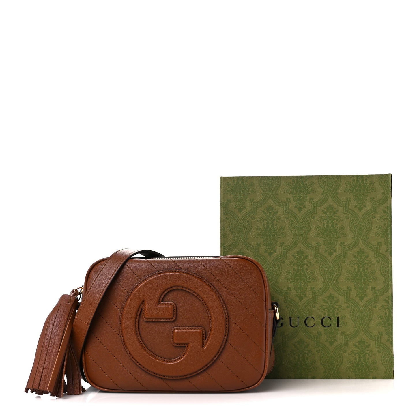 Sakai Be Green Calfskin Diagonal Stitched Small Blondie Shoulder Bag Cuir