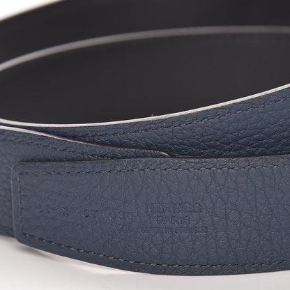 Hermes Box Togo 32mm Belt Strap 85 Black Bleu Ocean 5 of 6
