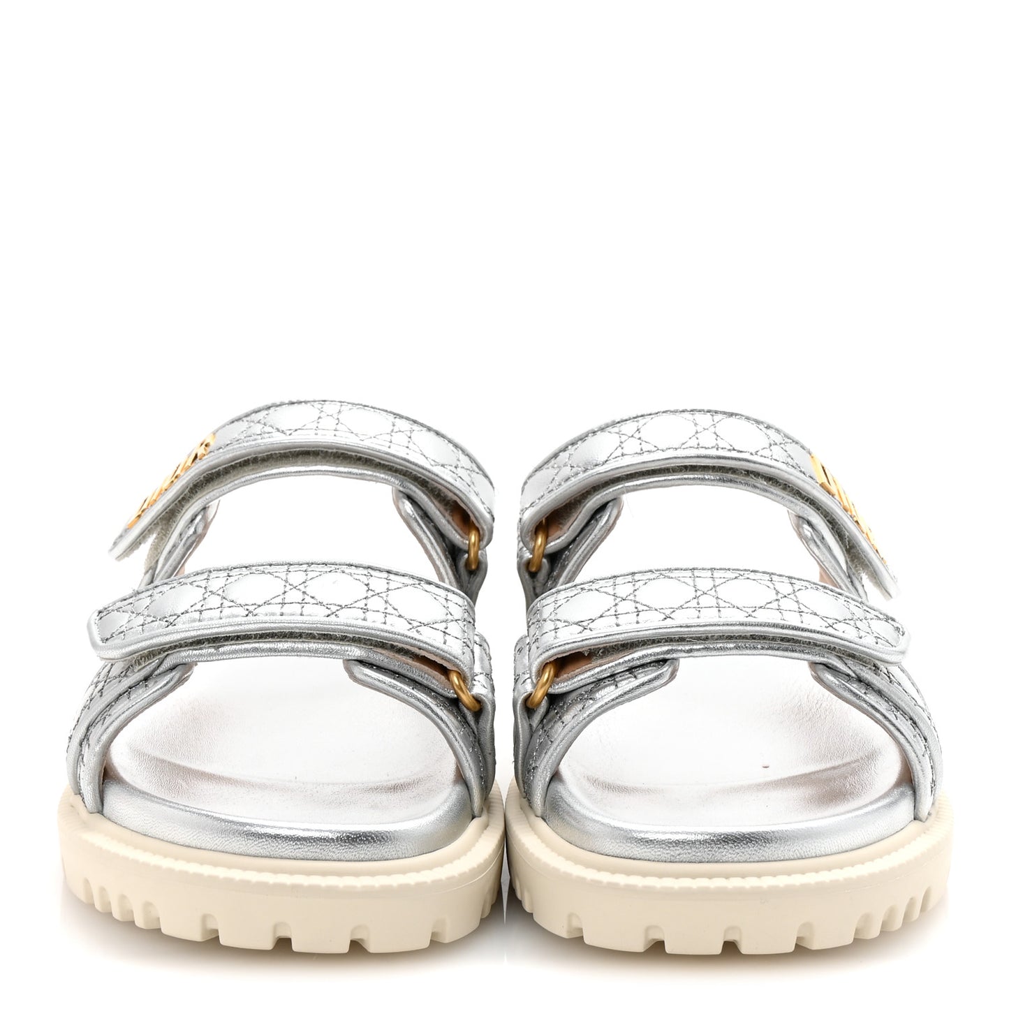 Laminated Sheepskin Cannage Dior Or Dioract Slide Sandals 37 Steel