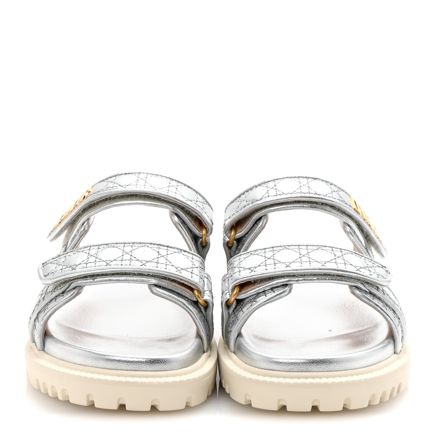 Christian Dior Laminated Sheepskin Cannage Dior Or Dioract Slide Sandals 37 Steel 3 of 9