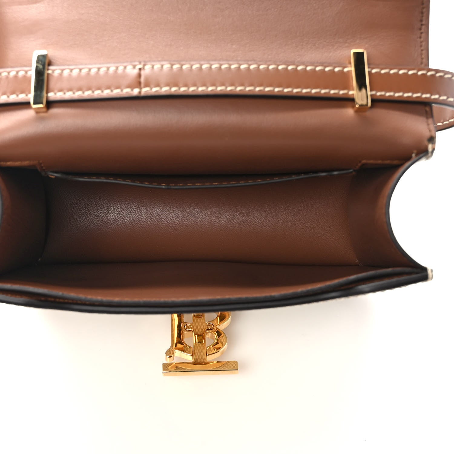 Burberry Canvas Calfskin Small TB Bag Natural 5 of 9