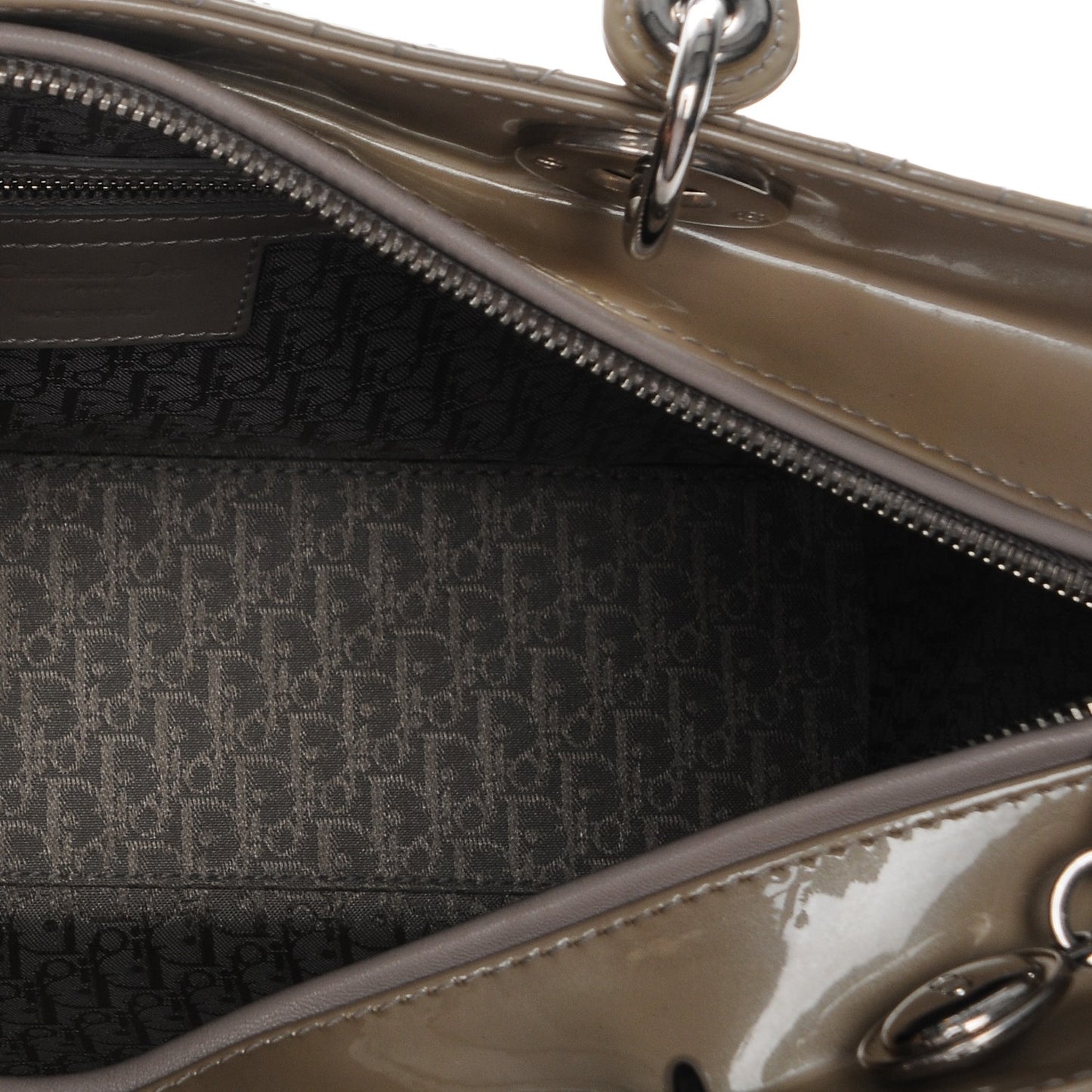 Patent Cannage Large Lady Dior Beige