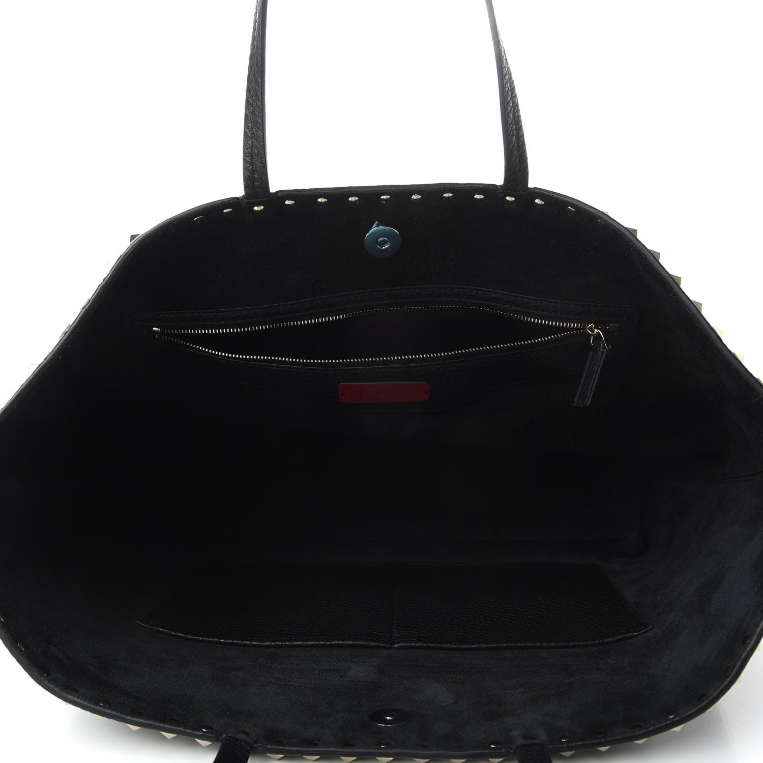 Valentino Garavani Grained Calfskin Rockstud Shoulder Tote Black 7 of 8