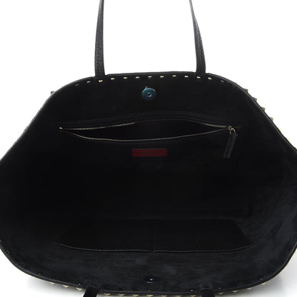 Valentino Garavani Grained Calfskin Rockstud Shoulder Tote Black 7 of 8