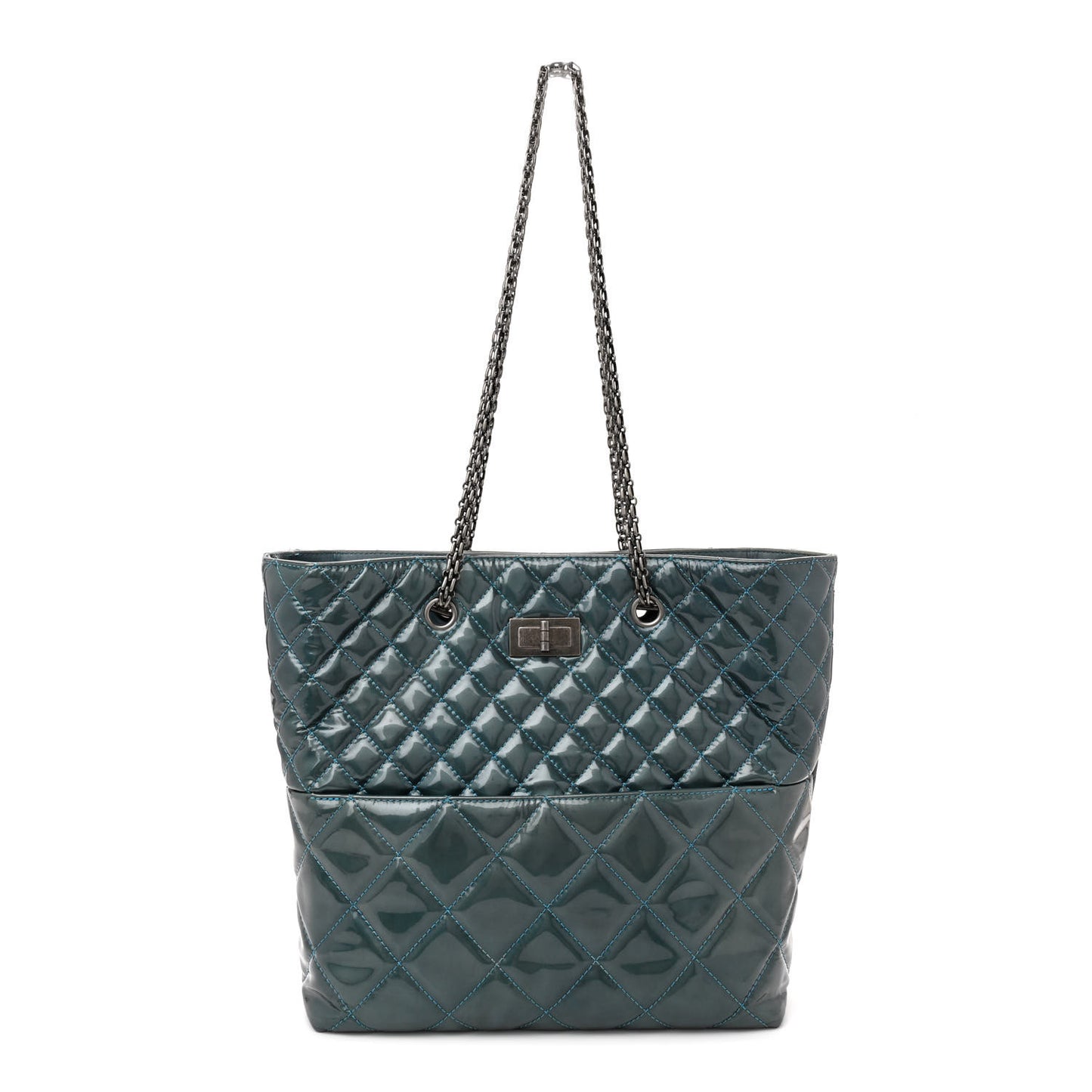 Patent Quilted Quilted Reissue 2.55 Tote Blue