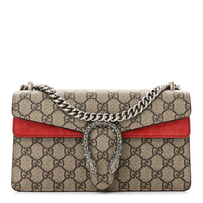 Gucci GG Supreme Monogram Suede Crystal Small Dionysus Shoulder Bag Vulcanic Red 1 of 11