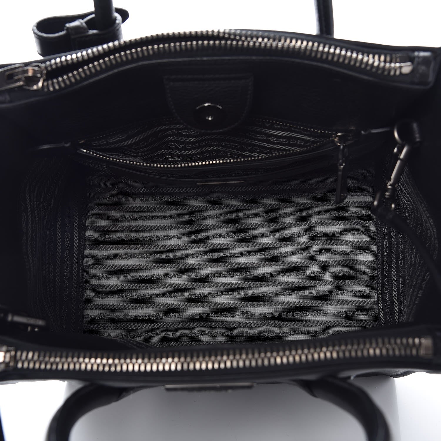 Prada Glace Calf Twin Pocket Tote Black 6 of 13