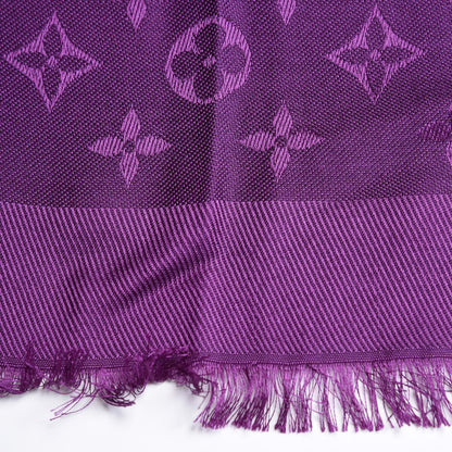 Louis Vuitton Silk Wool Monogram Shawl Cassis 6 of 7