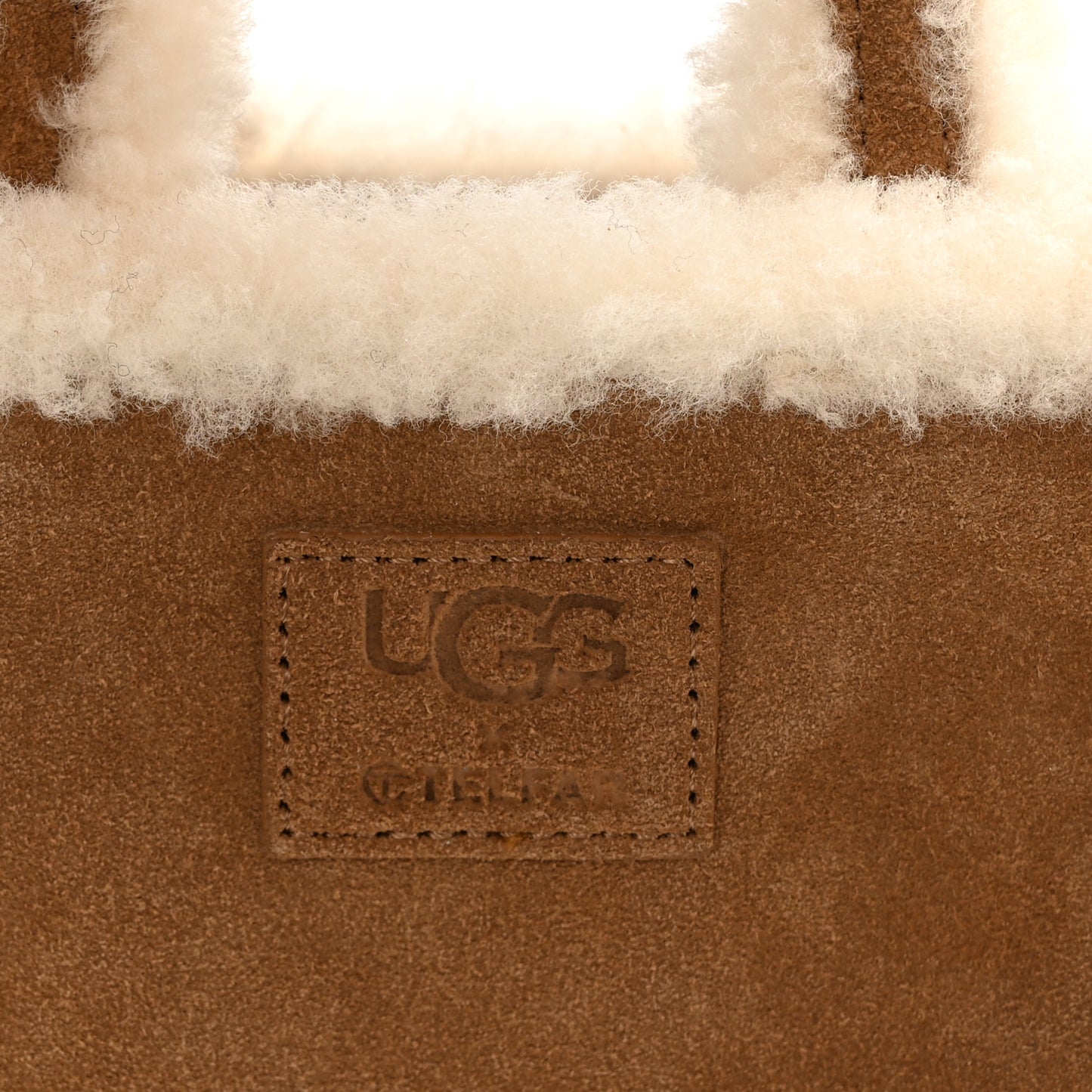 X UGG Suede Shearling Small Shopping Bag Chestnut