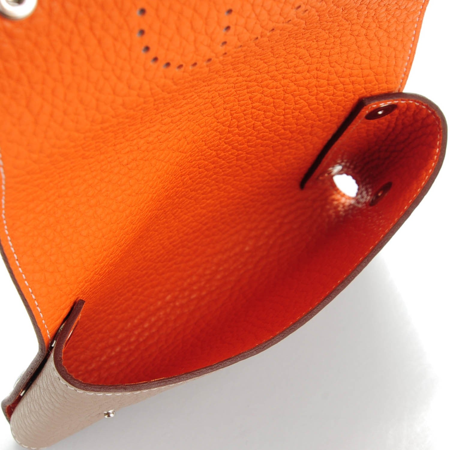Hermes Taurillon Clemence Mises et Relances Playing Cards Holder Gris Tourterelle Orange 6 of 6