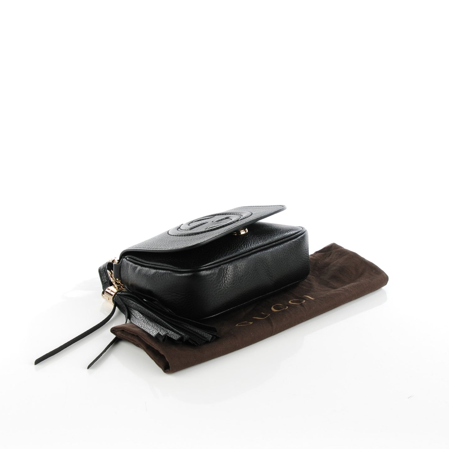 Pebbled Calfskin Small Soho Flap Crossbody Black