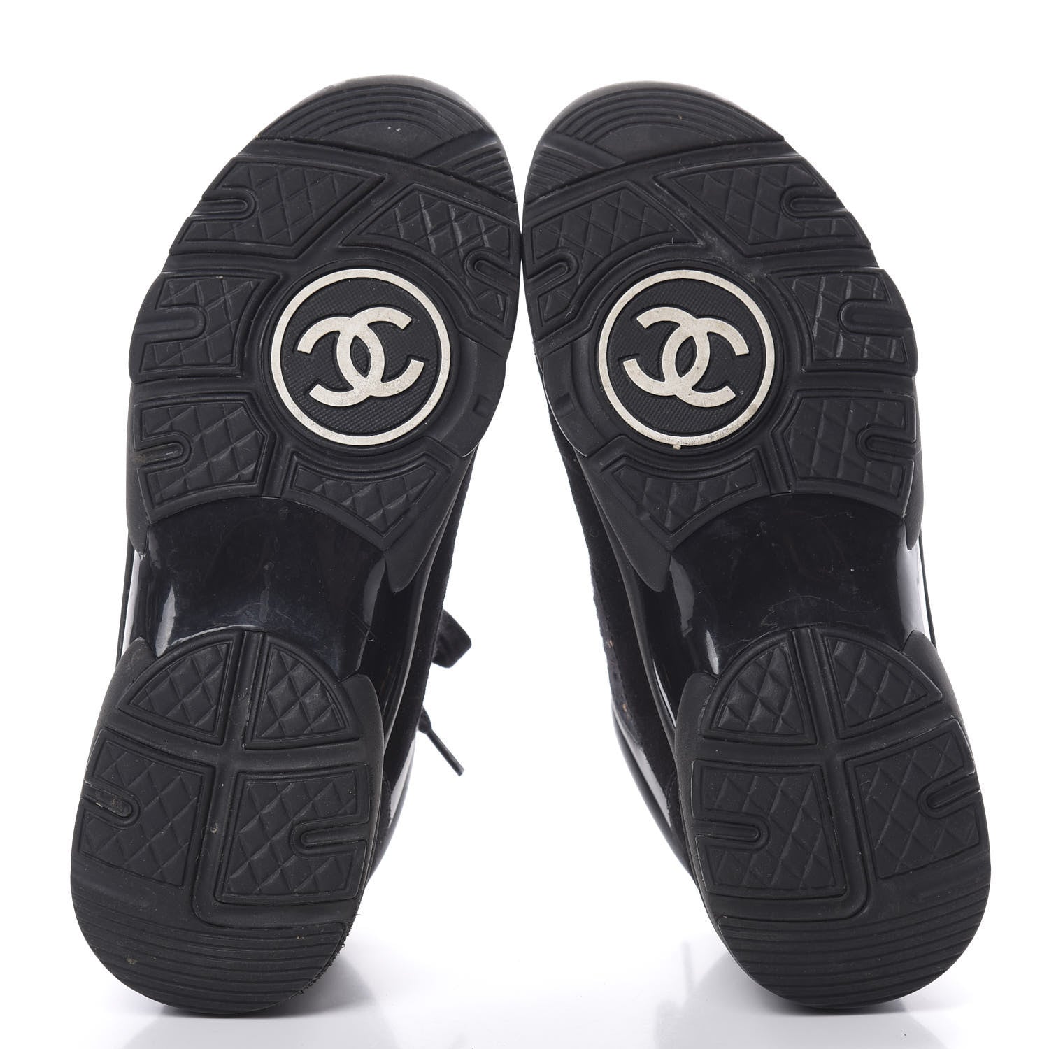 Chanel Velour Tweed CC Sneakers 37 Black Gold 5 of 11