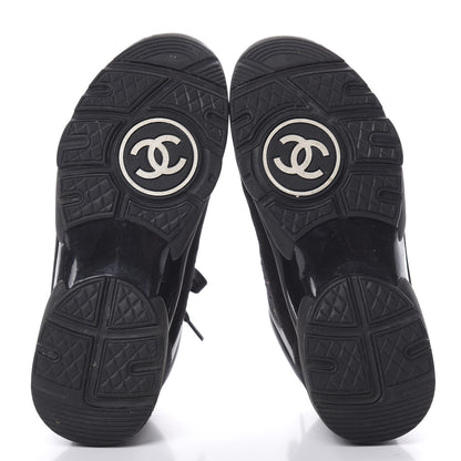 Chanel Velour Tweed CC Sneakers 37 Black Gold 5 of 11