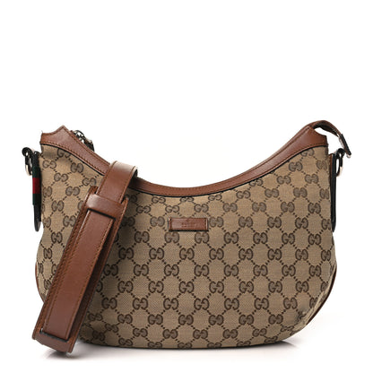 Gucci Monogram Medium Half Moon Hobo Brown 1 of 15