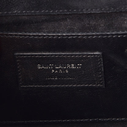 Saint Laurent Calfskin Crocodile Embossed Medium Classic Monogram Kate Tassel Satchel Black 6 of 8