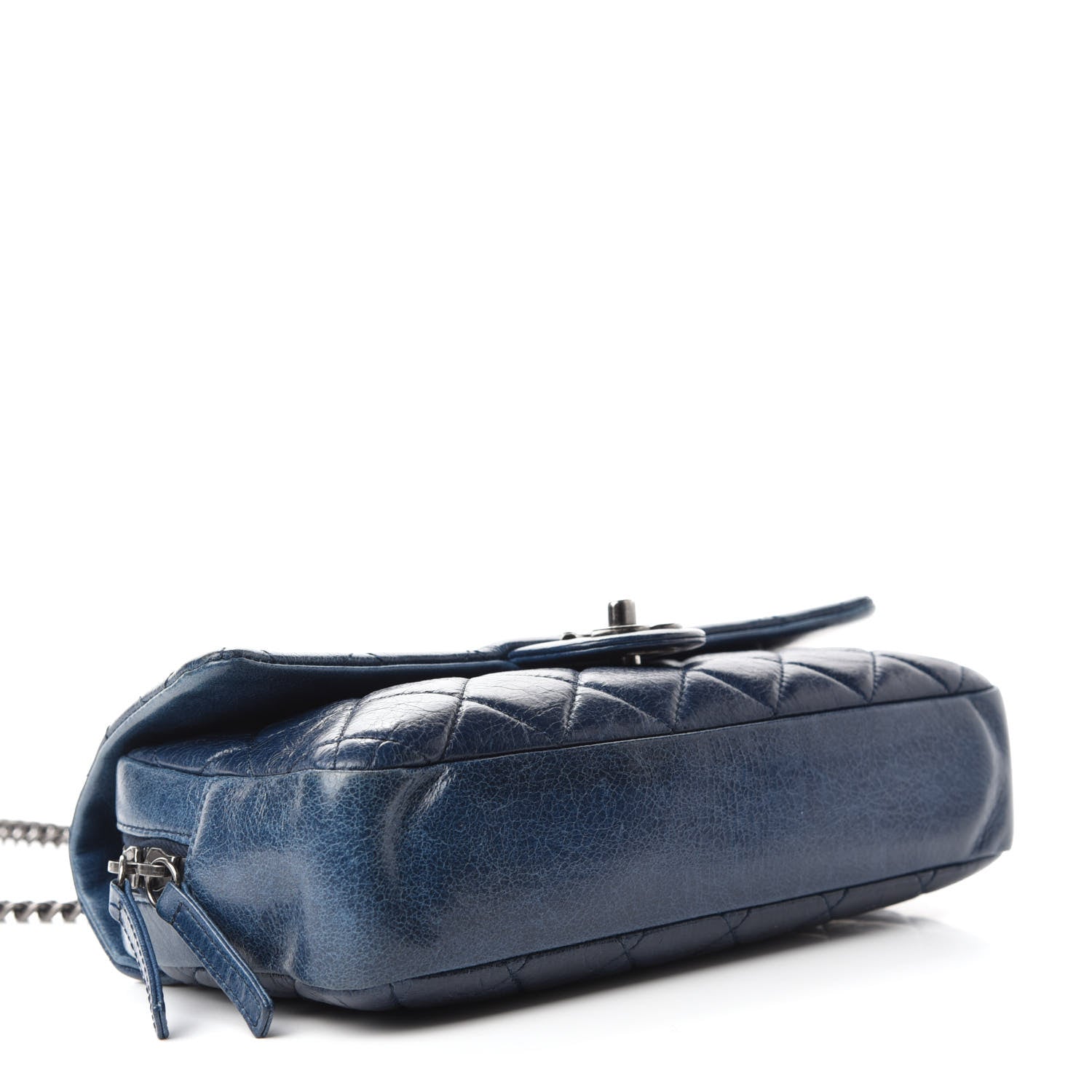 Chanel Glazed Calfskin Quilted Medium Duo Color Flap Blue 4 of 10