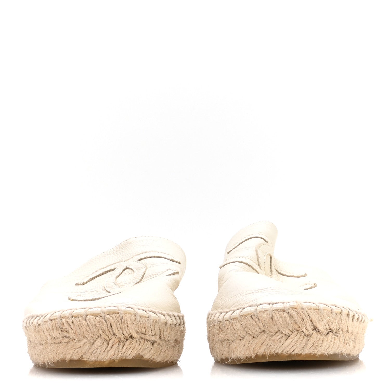 Chanel Calfskin CC Espadrille Mules 40 Ivory 3 of 8
