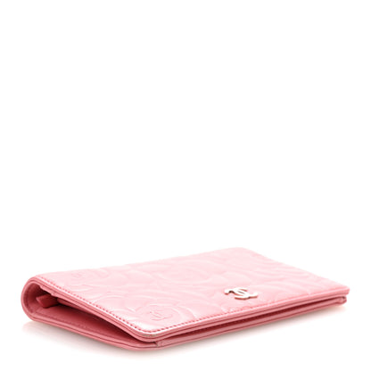 Chanel Lambskin Camellia Embossed Yen Wallet Pink 4 of 10