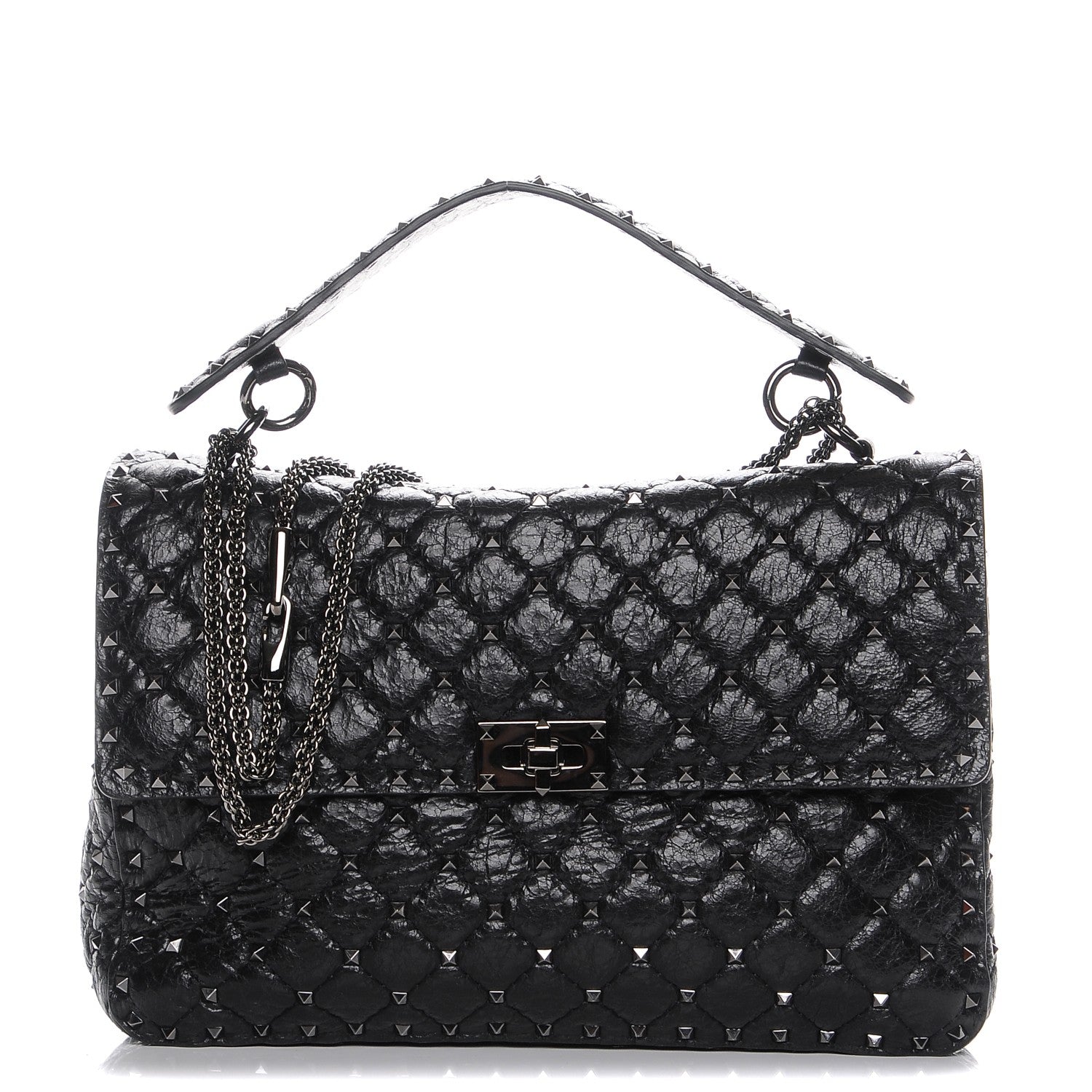 Valentino Garavani Lambskin Medium Rockstud Spike Shoulder Bag Black 1 of 7