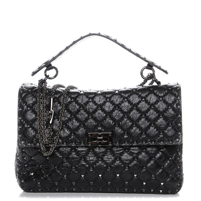 Valentino Garavani Lambskin Medium Rockstud Spike Shoulder Bag Black 1 of 7