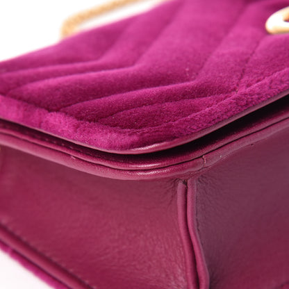 Gucci Velvet Matelasse GG Marmont Mini Bag Fuchsia Violet Cyclamen 8 of 13