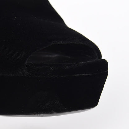 Saint Laurent Velvet Debbie Platform Slide Sandals 38 Black 11 of 13