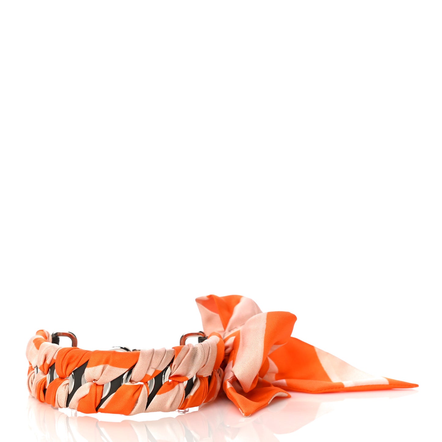 Calfskin Ribbon Lace Up Strap You Orange Light Pink