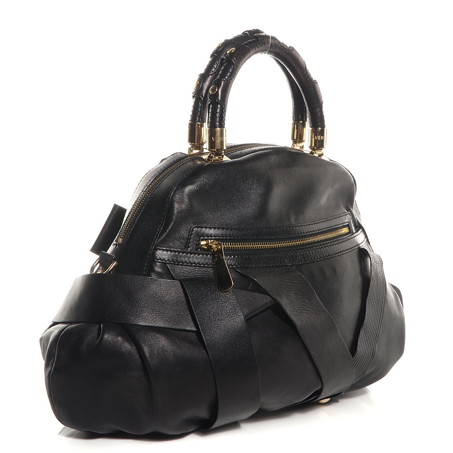 Versace Leather Venita Bow Satchel Black 3 of 7
