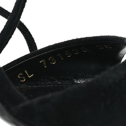 Saint Laurent Suede Paz 105 Ankle Strap Sandals 36 Hope Green 9 of 9