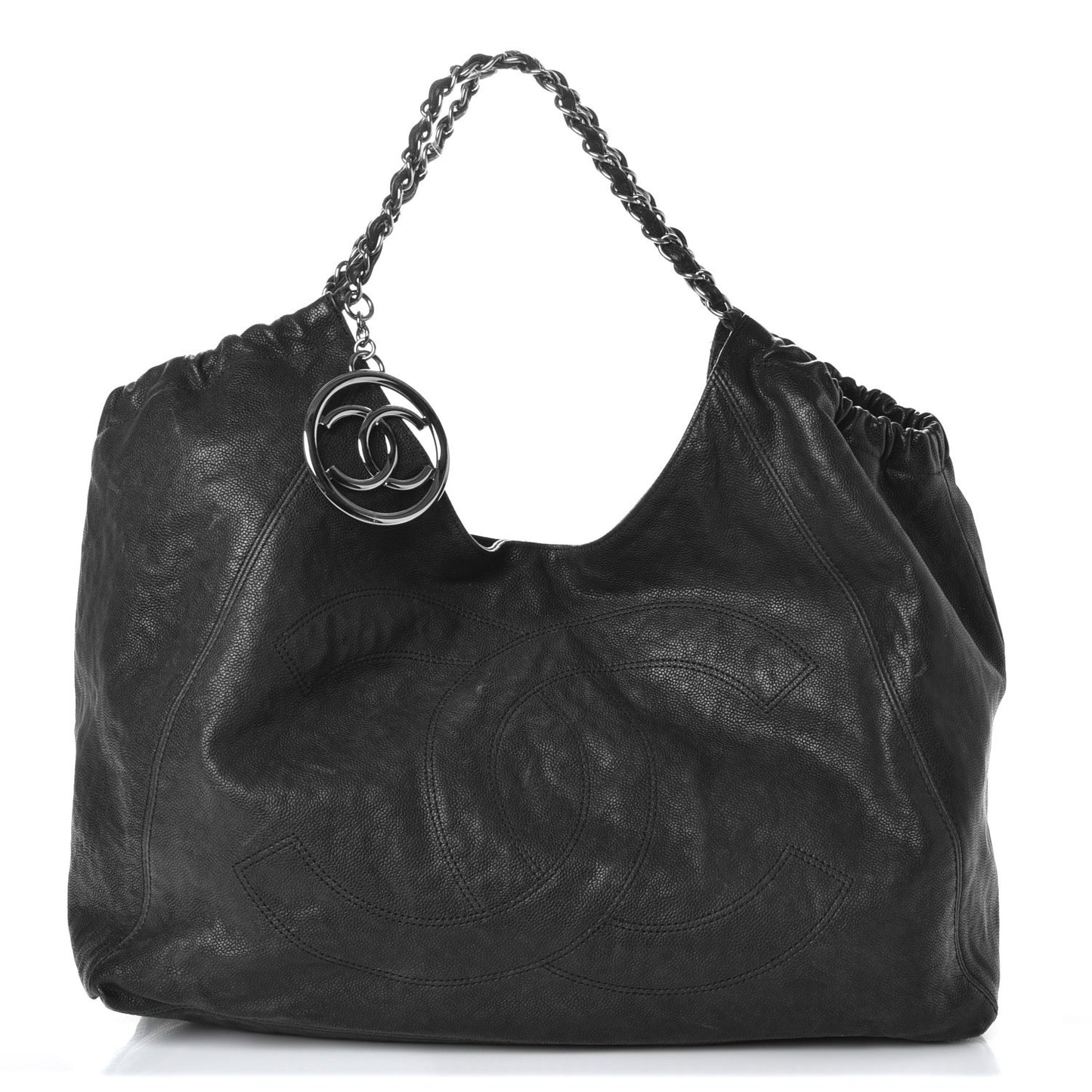Distressed Caviar XL Coco Cabas Black