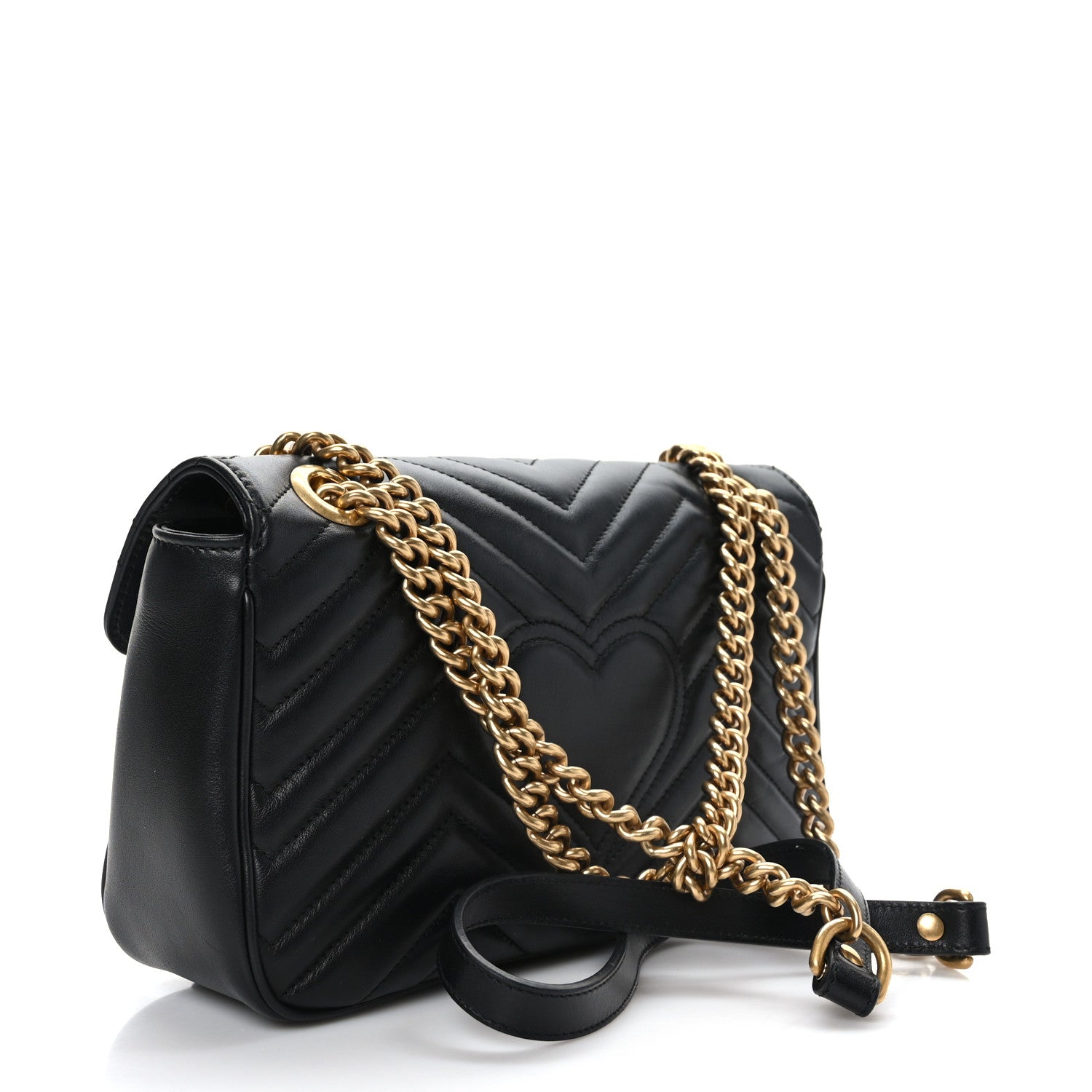 Gucci Calfskin Matelasse Small GG Marmont Shoulder Bag Black 3 of 9