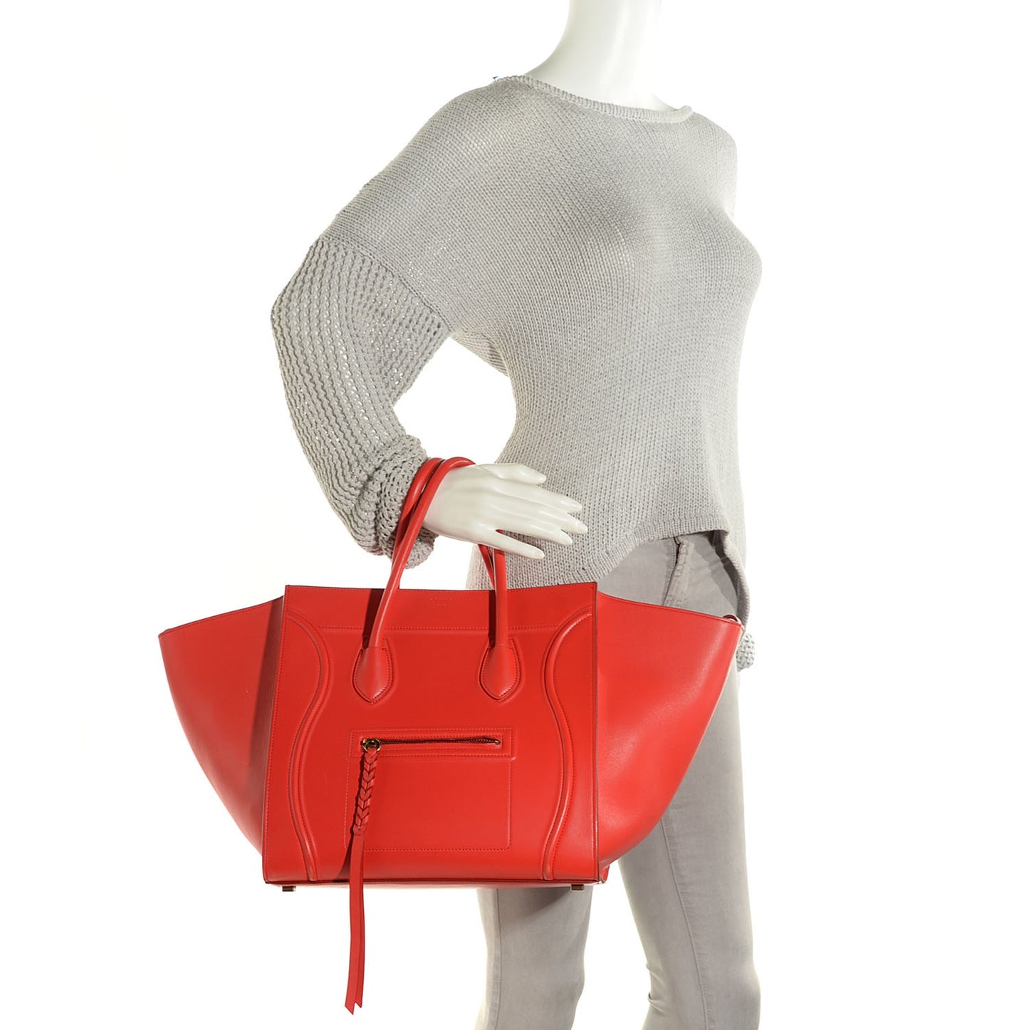 Smooth Calfskin Medium Phantom Luggage Vermillion