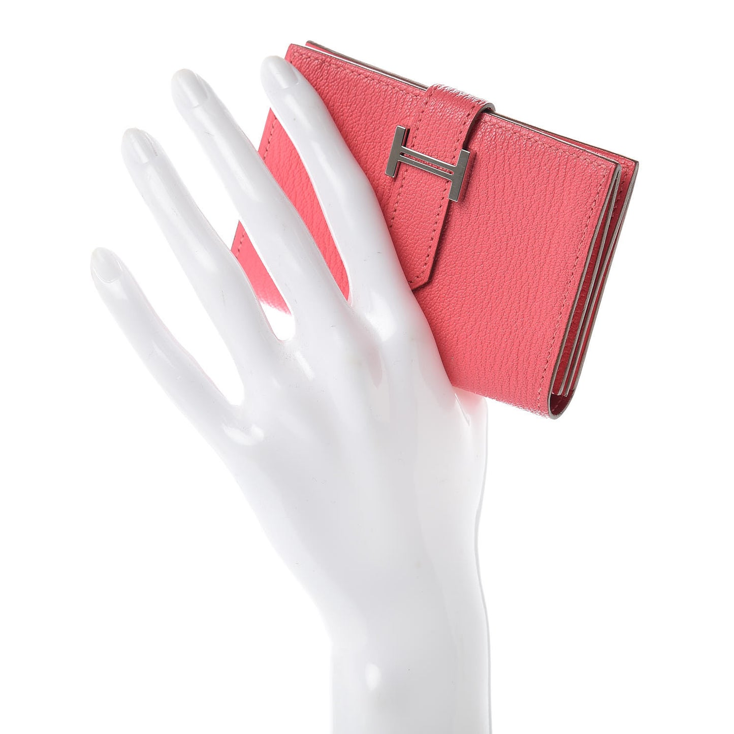Chevre Mysore Bearn Card Holder Wallet Rose Lipstick