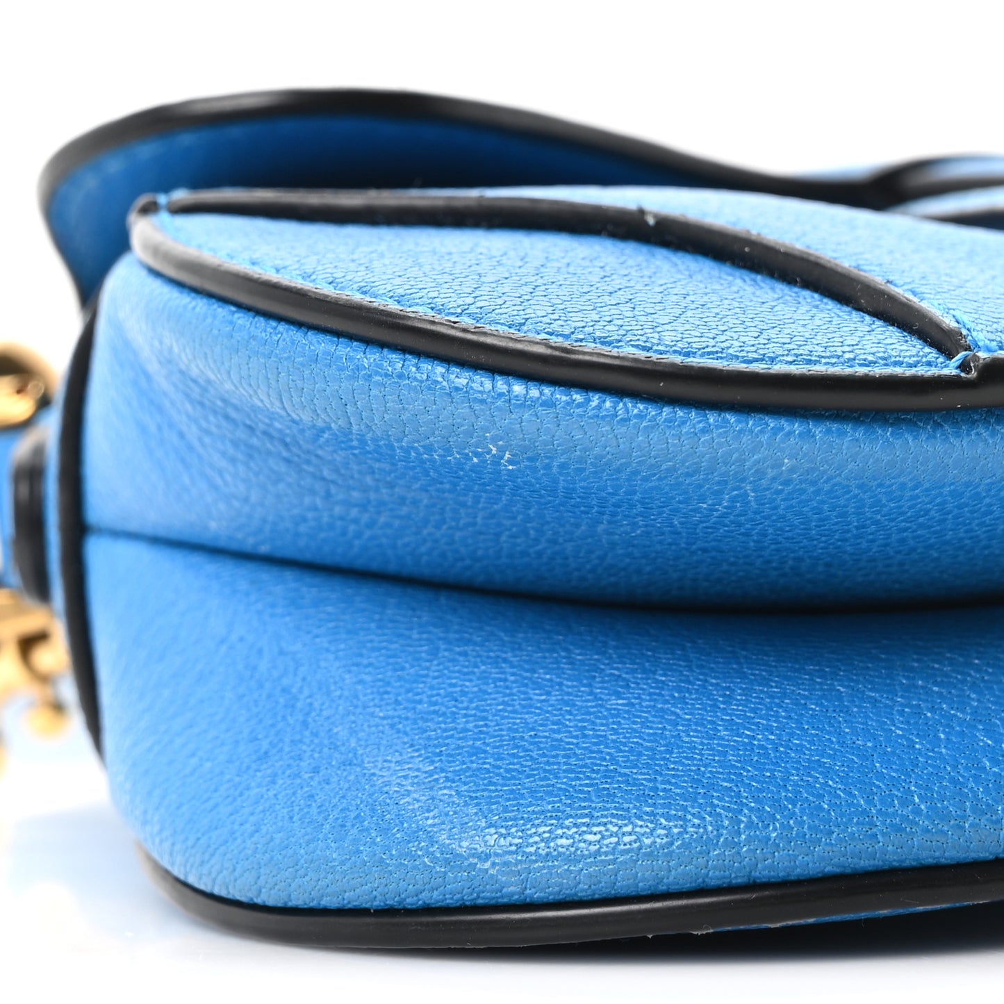Goatskin Micro Saddle Bag With Strap Blue