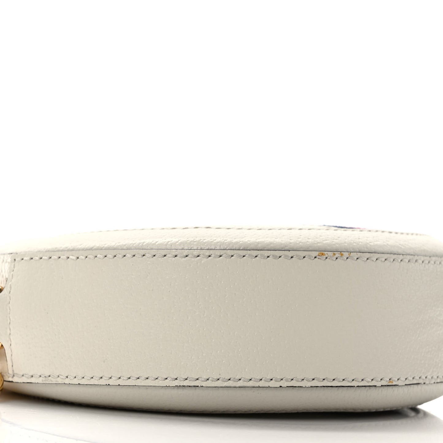 Textured Calfskin Web Mini Ophidia Round Shoulder Bag Mystic White