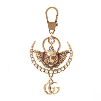 Gucci Metal Pearl Interlocking GG Tiger Key Charm Gold 1 of 4