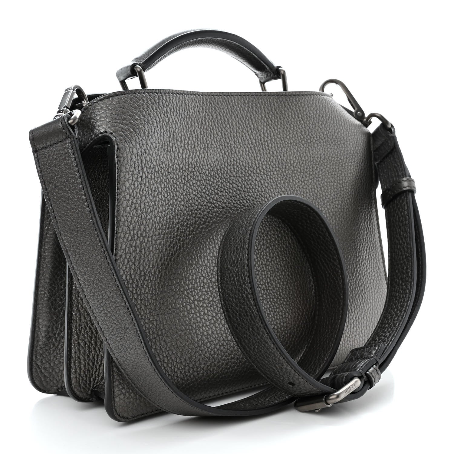 Fendi Cuoio Romano Lux Mini Peekaboo I SEE U Satchel Graphite 3 of 11