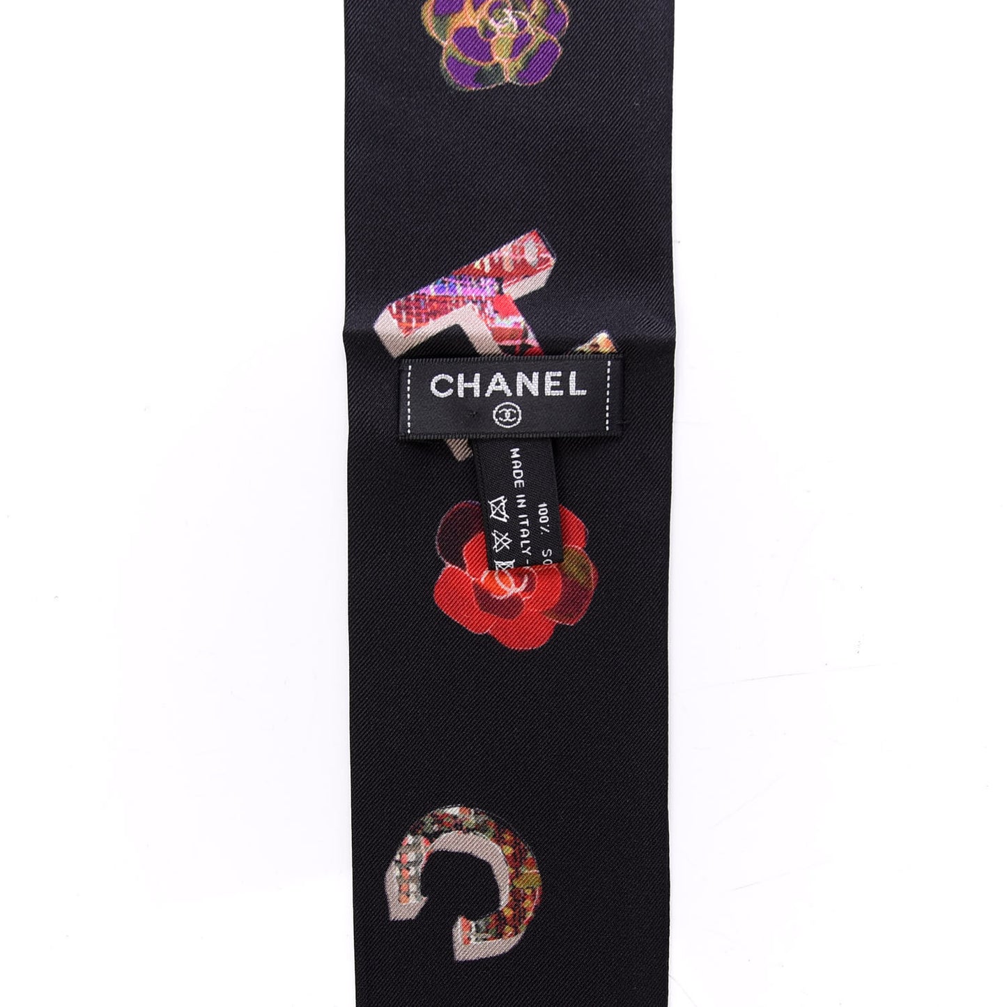 Silk Bandeau Scarf Black Multicolor