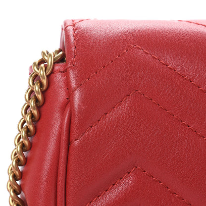 Gucci Calfskin Matelasse Super Mini GG Marmont Shoulder Bag Hibiscus Red 11 of 13