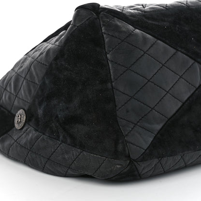 Chanel Goatskin Suede Calfskin Quilted Patchwork Drawstring Bag Black 9 of 14