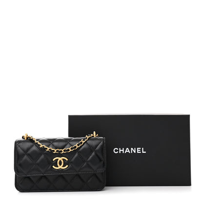 Chanel Lambskin Quilted Dynasty Flap Phone Holder With Chain Black 12 of 12