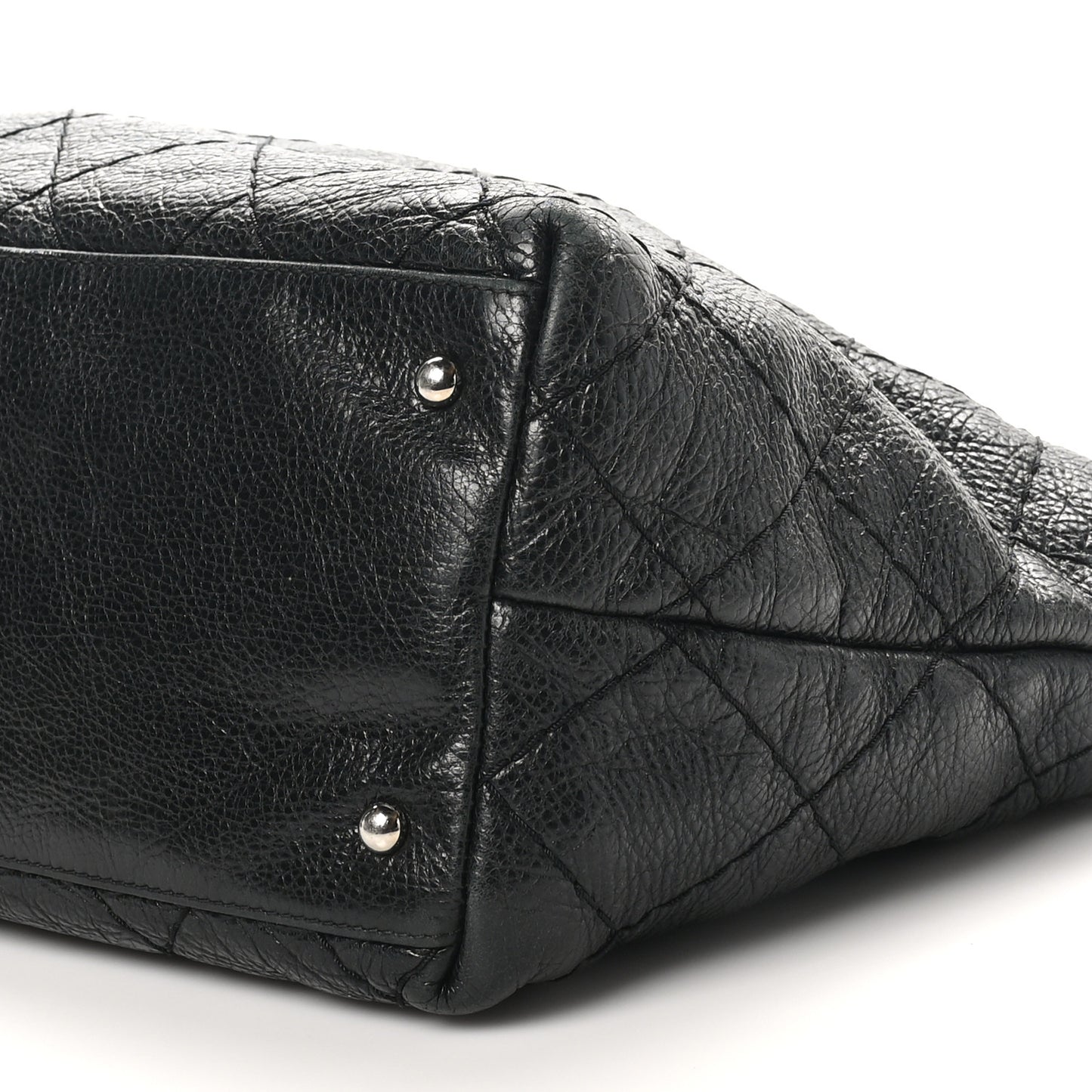 Glazed Calfskin Large On The Road Tote Black