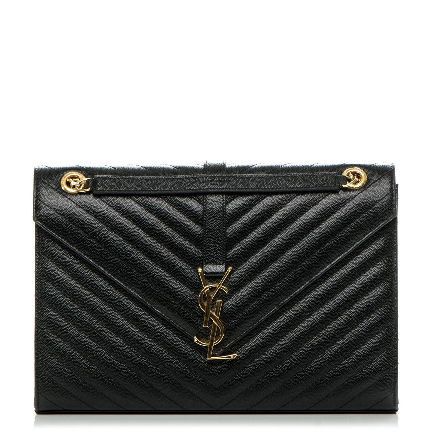 Grain De Poudre Matelasse Chevron Large Monogram Satchel Black