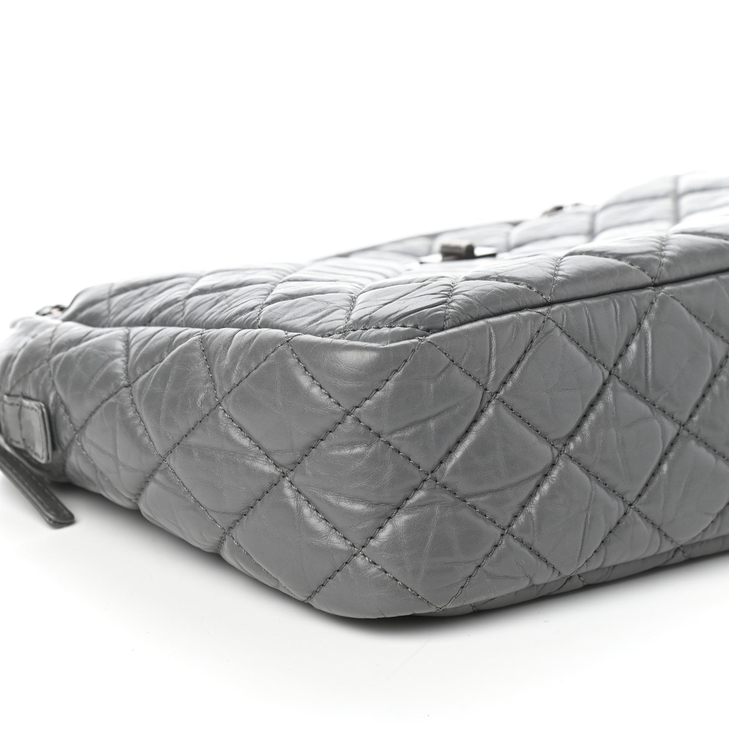 Aged Calfskin Quilted Large Reissue Camera Case Grey