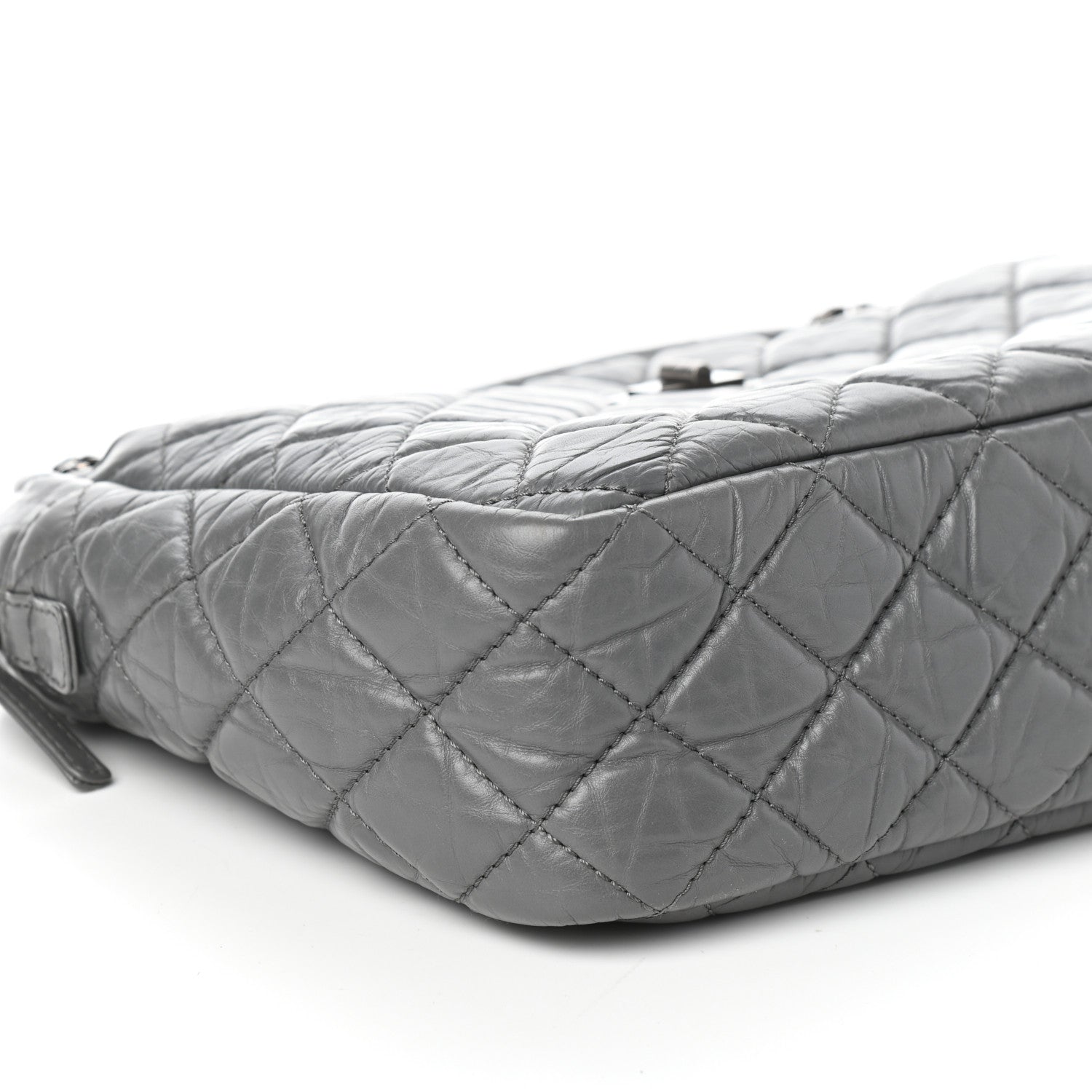Chanel Aged Calfskin Quilted Large Reissue Camera Case Grey 9 of 11