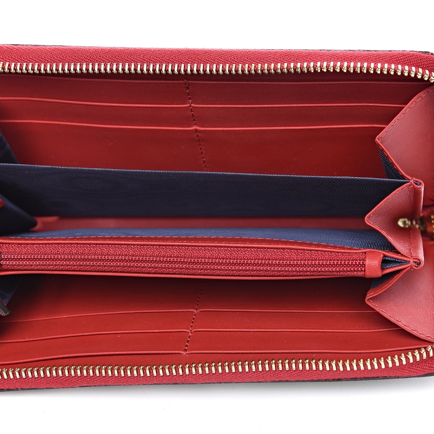 Gucci GG Supreme Monogram Blooms Zip Around Wallet Blue Red 5 of 8